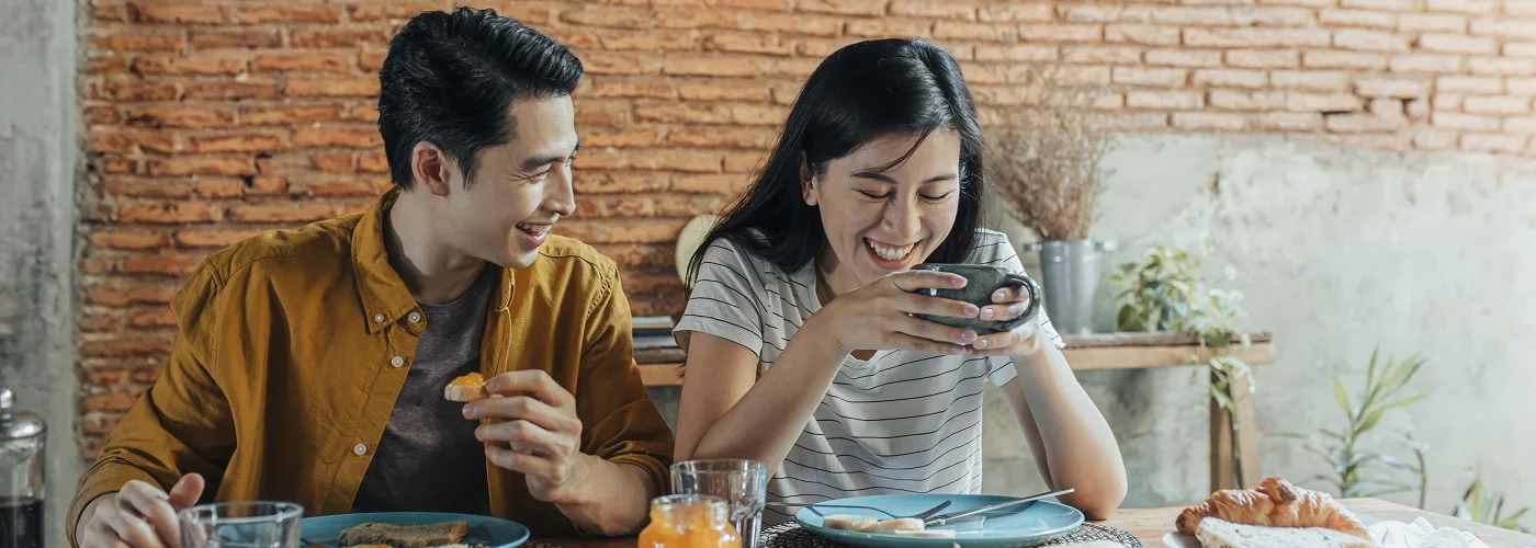 Couple enjoying a meal together