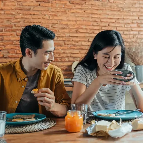 Couple enjoying a meal together