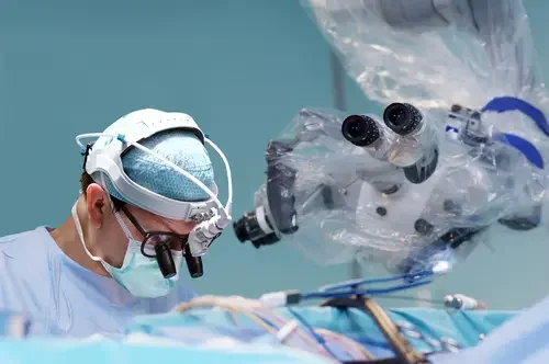 Surgeon performing laparoscopic surgery