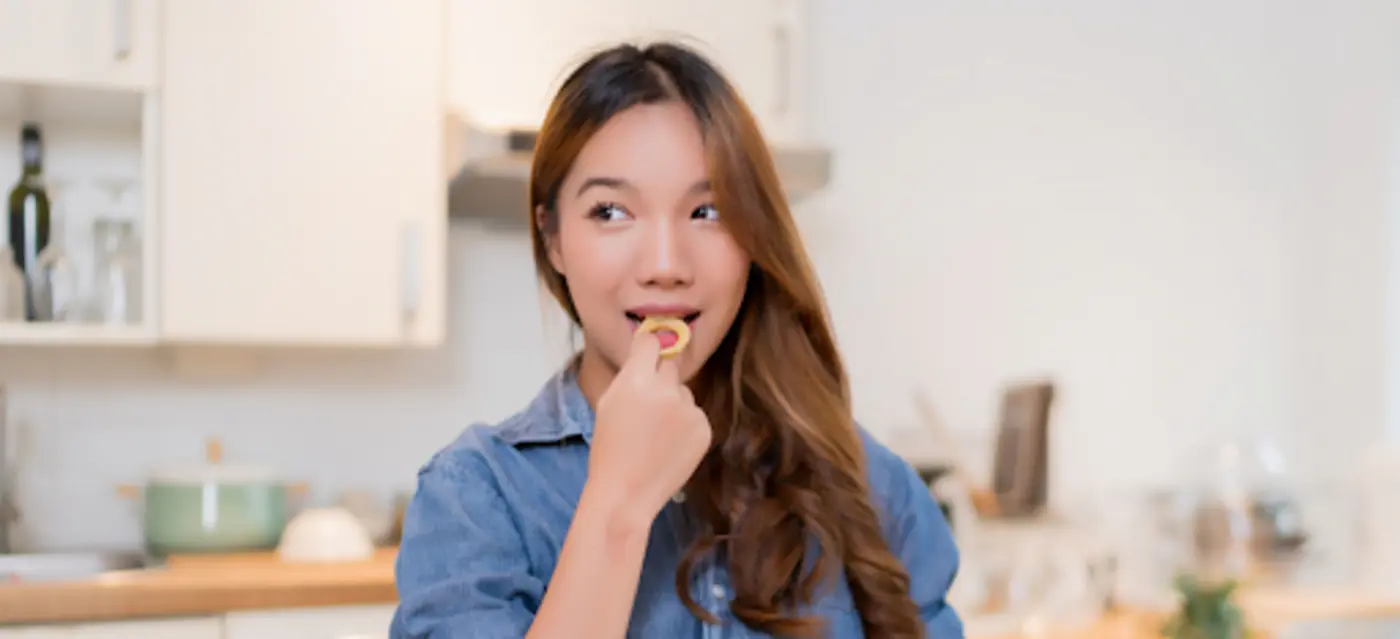 Woman eating a healthy snack