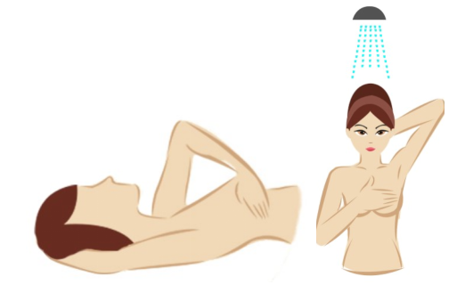 Pemeriksaan sendiri payudara sambil baring atau semasa mandi