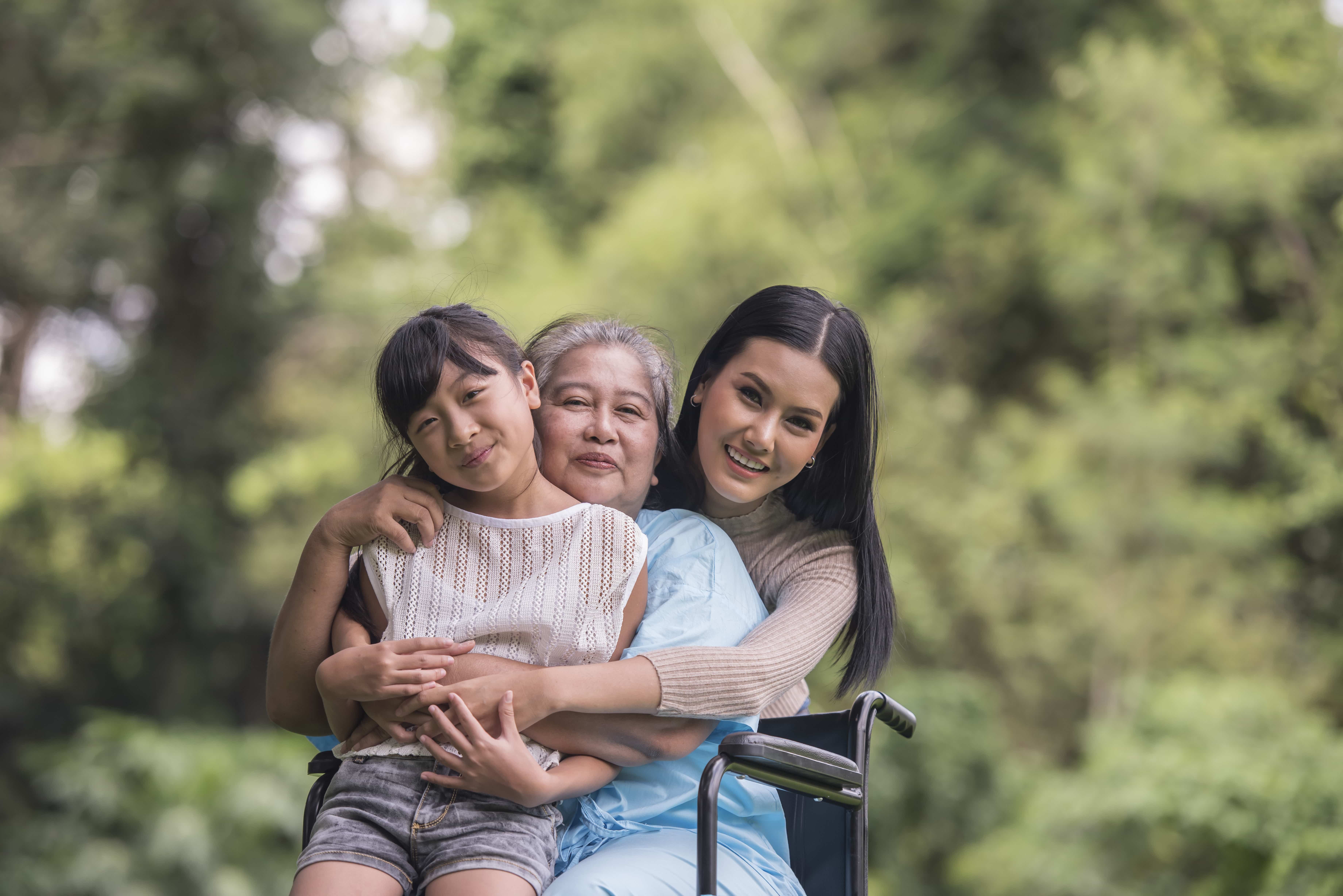 Family support for elderly care with a grandmother