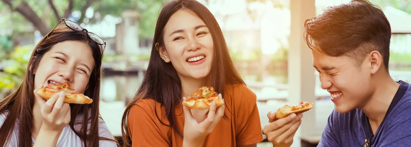 Friends enjoying a meal together